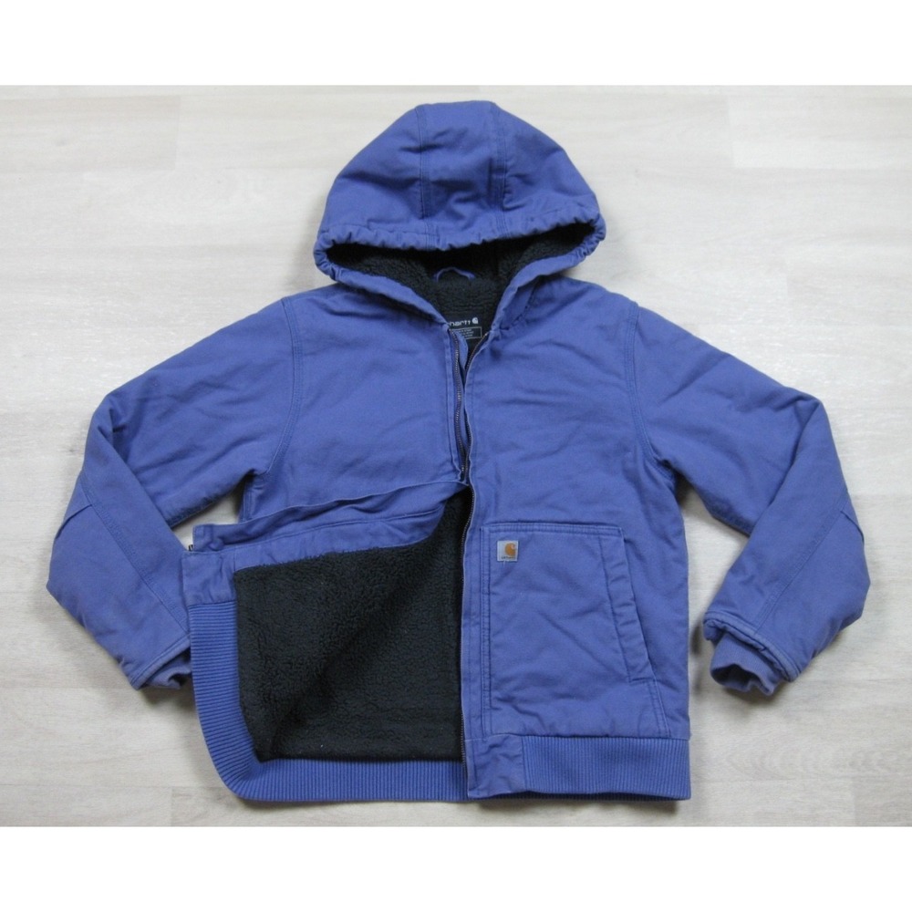 Carhartt Active Jacket Youth (L) Duck Canvas Workwear‎ Sherpa Lined CP9564 BPK